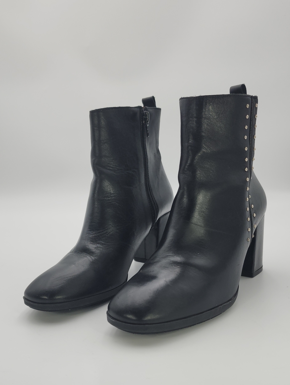 Marroqui Sanchez BLACK Leather Studded Ankle Boots Size 39